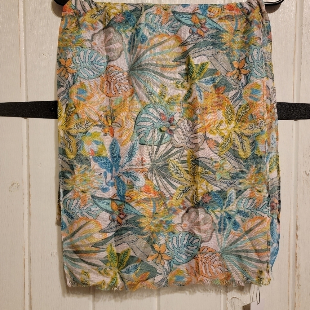 Vera Bradley Floral Soft Fringe Scarf Rain Forest Canopy